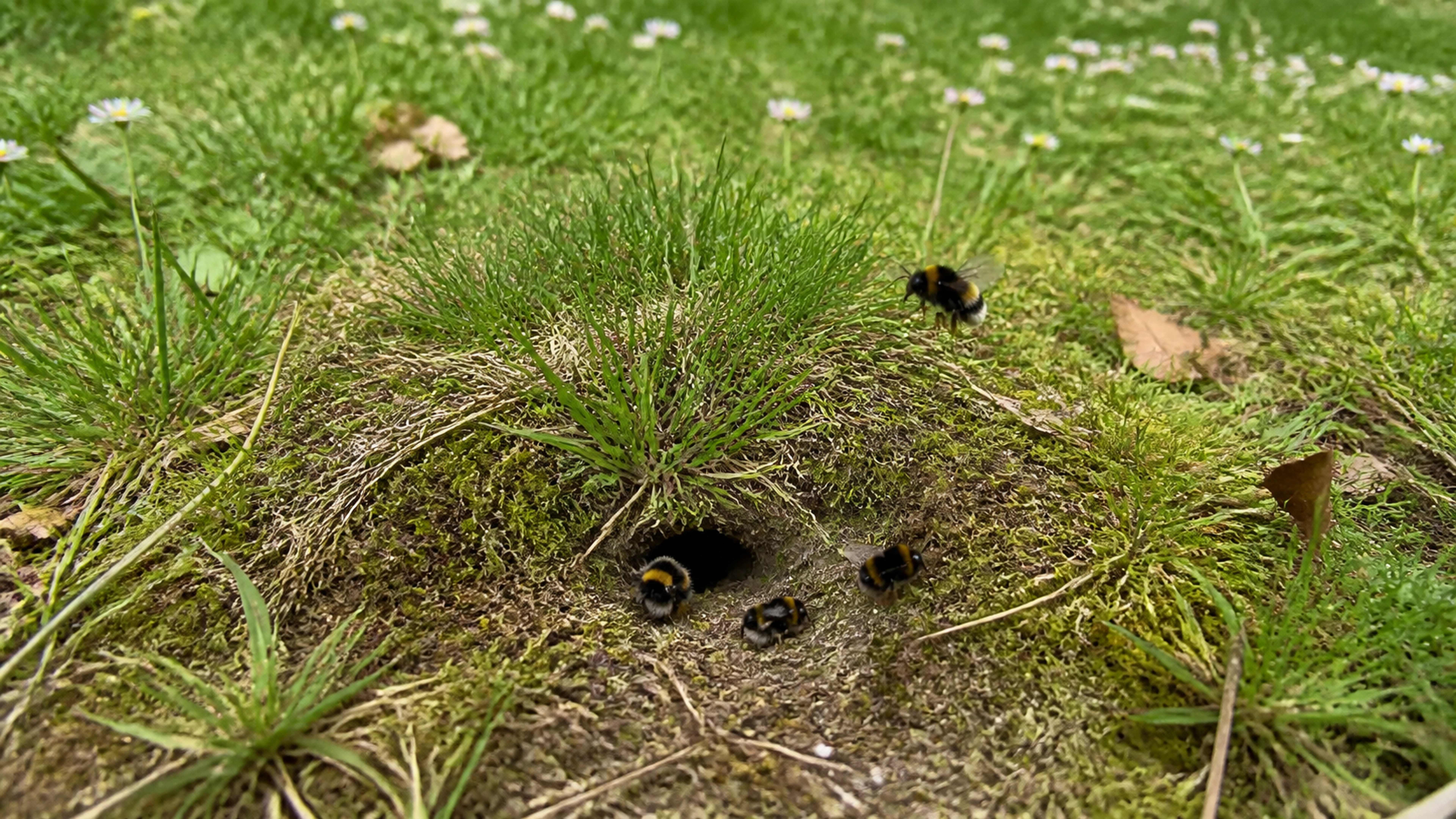 Illustration éditoriale pour l’article « Comment reconnaître un nid de bourdon dans votre jardin »