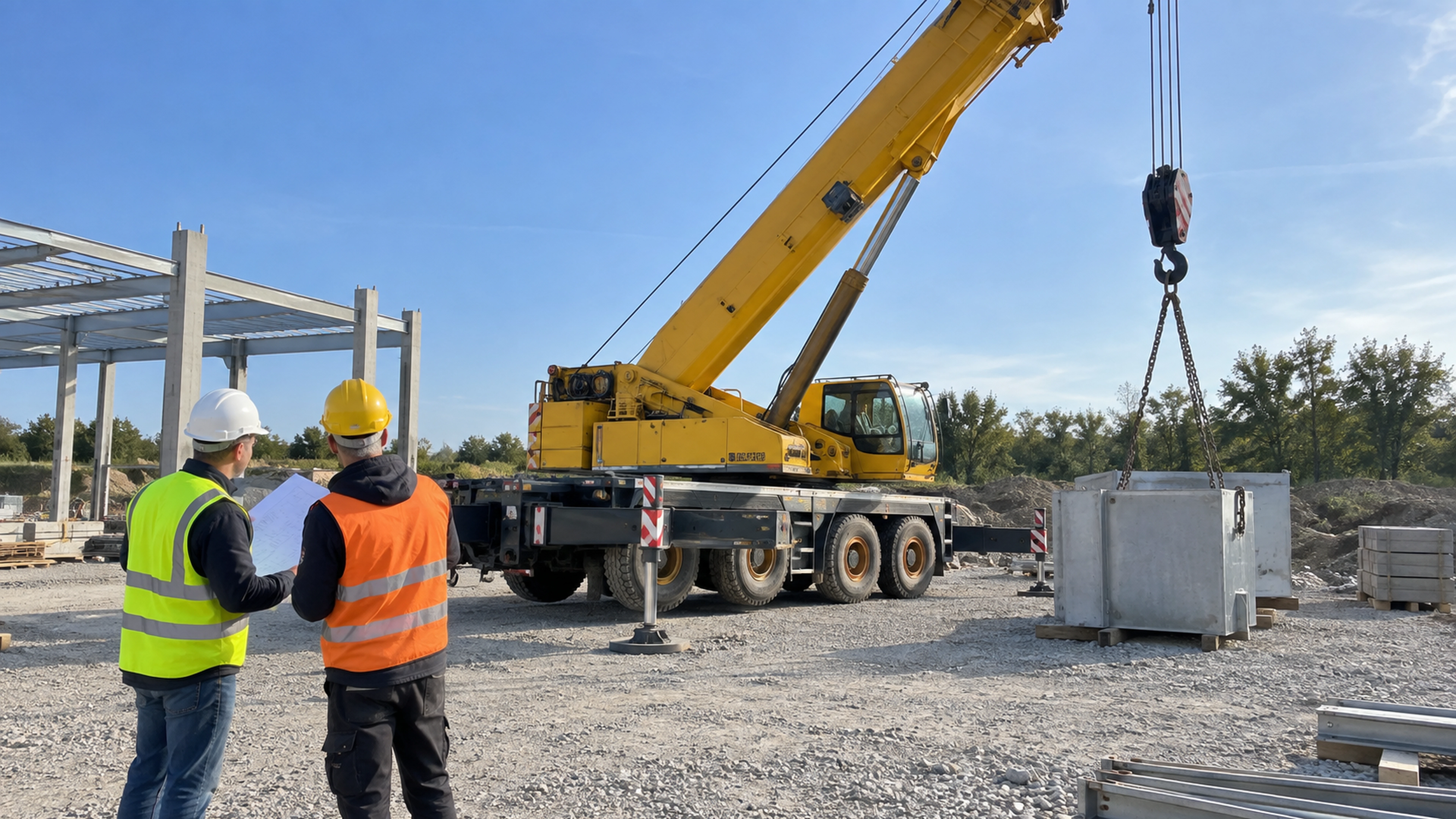 Illustration éditoriale pour l’article « Comment choisir une grue mobile pour vos travaux de levage »