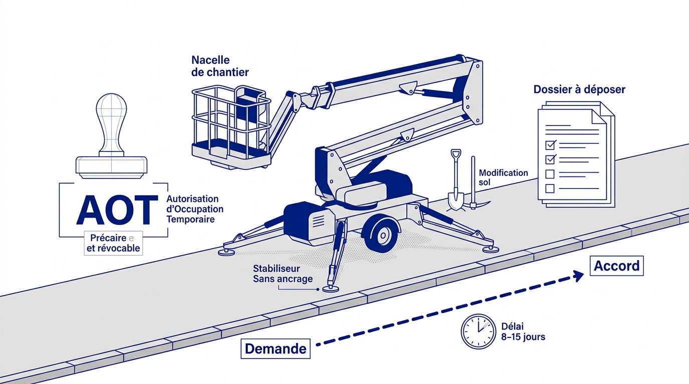 Infographie des étapes pour obtenir une autorisation d'occupation du domaine public pour une nacelle